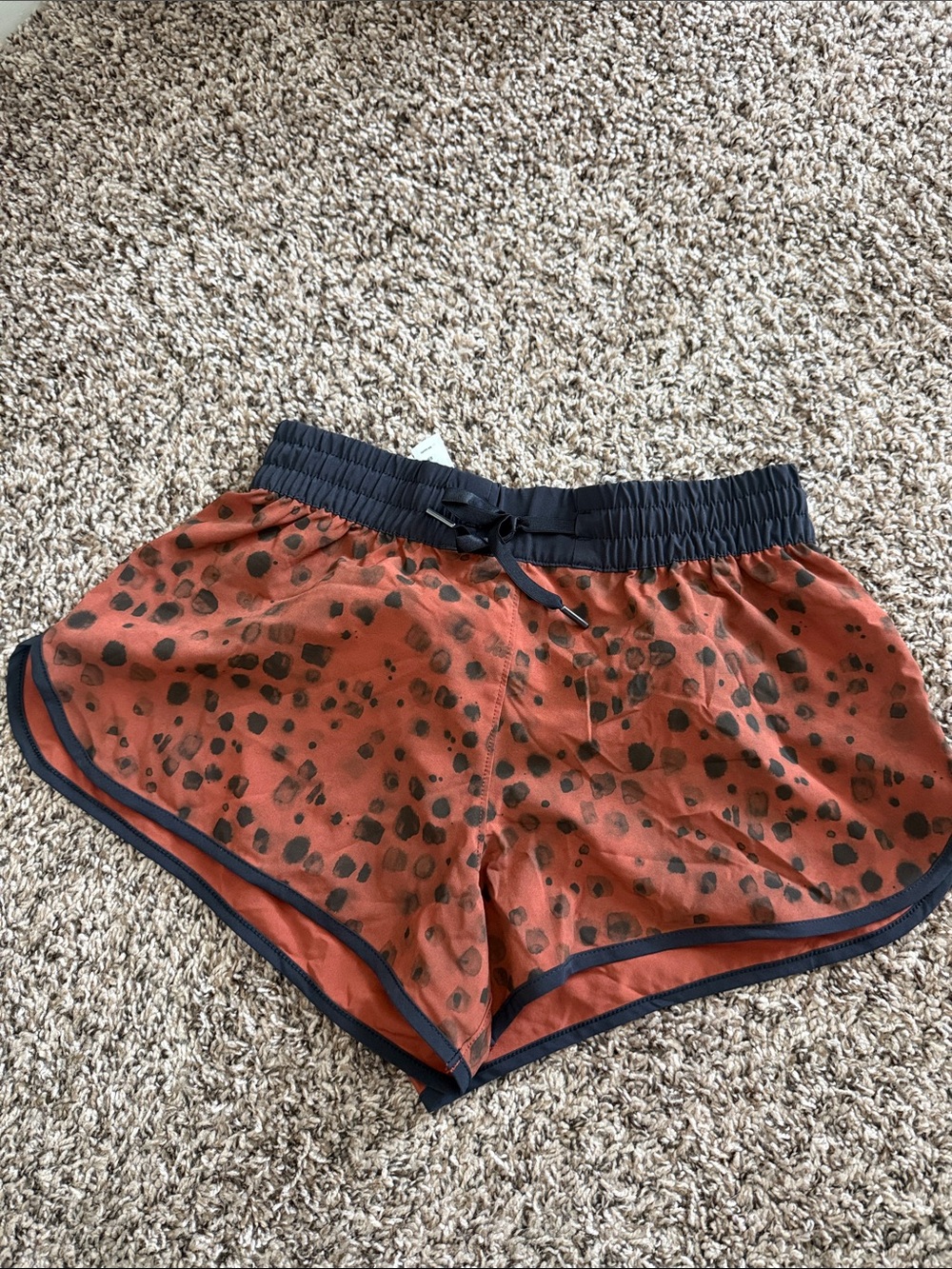 Women’s Rust Animal-Print Athletic Shorts with Black Trim